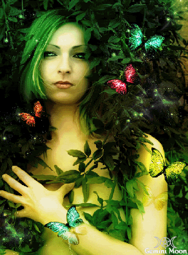 butterflyladygraohic.gif green witch with butterflies image by sulisaeris