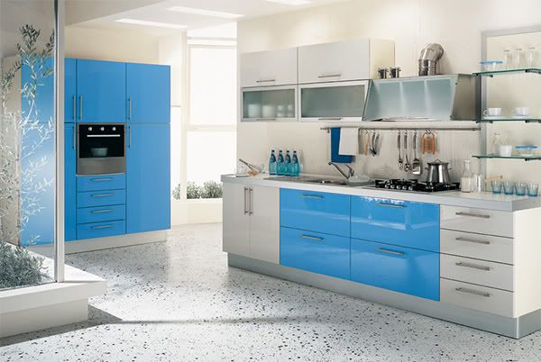 modern blue kitchen