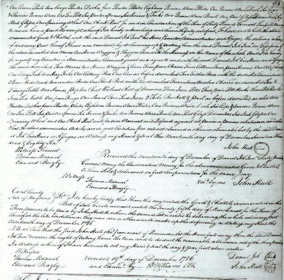 Items sold by John Hull, Tavern keeper, of Charles Town to Daniel Job, Junior 2 photo 2.jpg