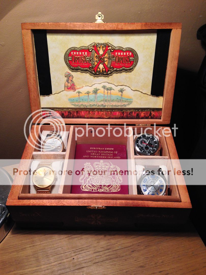 Cigar box watch storage