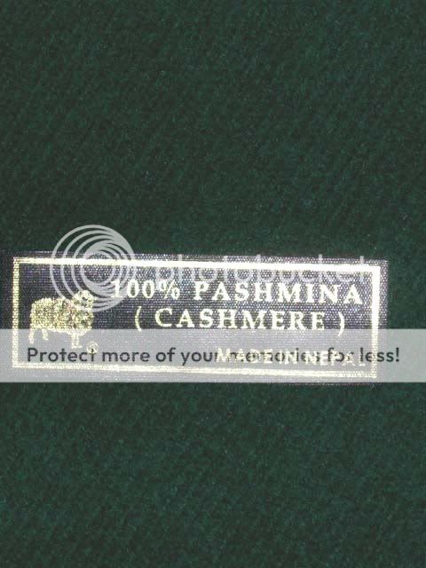 2Ply Nepal Long Pashmina Solid Green Scarf a010  