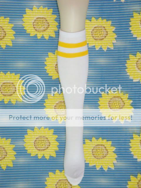 New Womens Stripe White Yellow Knee High Socks b042  