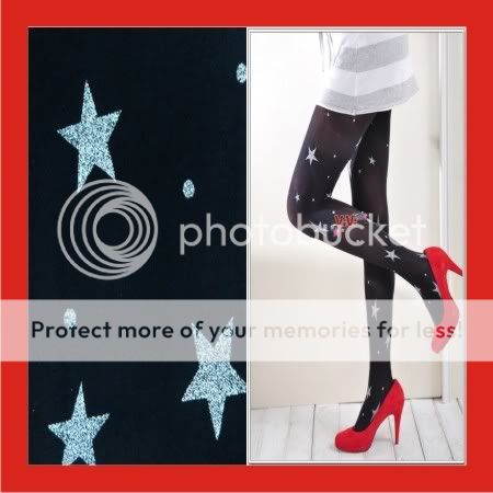 New Women Star Black Opaque Tights Pantyhose f347  