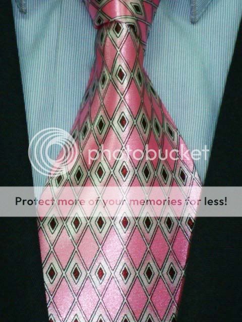 NWT Louis Unique 100% Silk Argyle Pink Red Necktie a500  